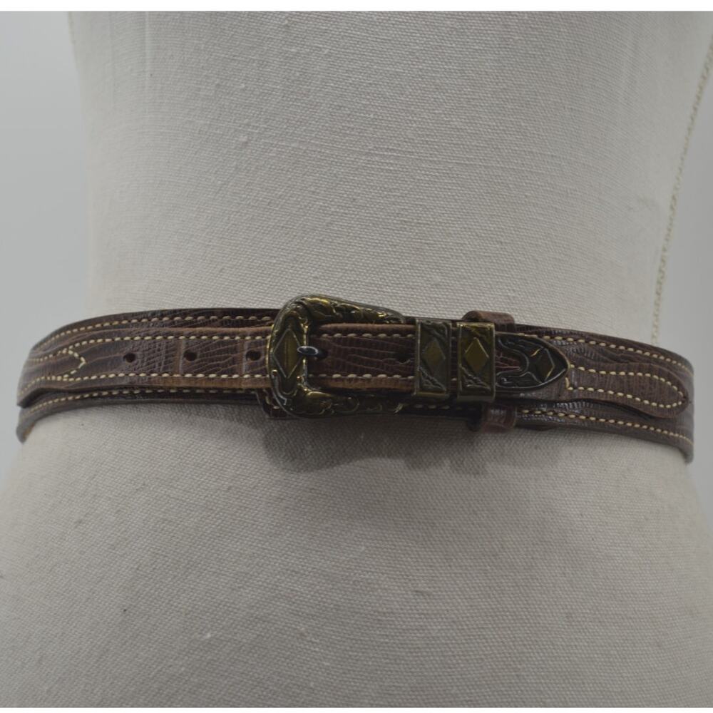 TexTan Women's Western Cowgirl Brown Leather Belt Boho Sz 28 - Picture 12 of 14
